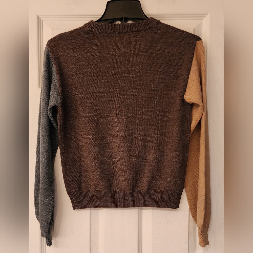 One Grey Day Womens Wool Knit Crew Neck Color Block Sweater Size XS - Picture 5 of 11